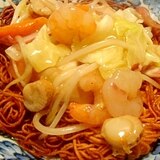 海鮮かた焼きそば バリバリ素麺で